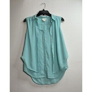 Maeve Anthropologie Turquoise Sleeveless Buttondown Womens 4